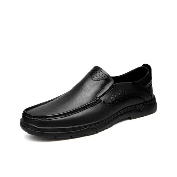 DILIKAN Loafers Slip-on Fashion Versatile Casual Leather Shoes Flat Men's Black
