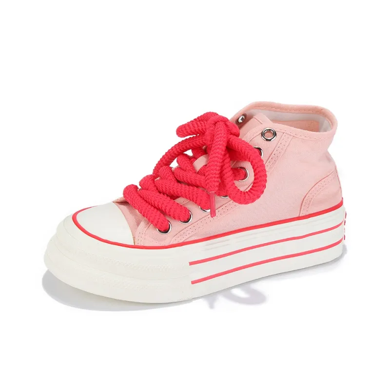 Yobn Non slip Lightweight High Top Canvas Shoes Women's Pink-2