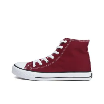 Warrior Slip Resistant High Top Canvas Shoes Unisex Burgundy