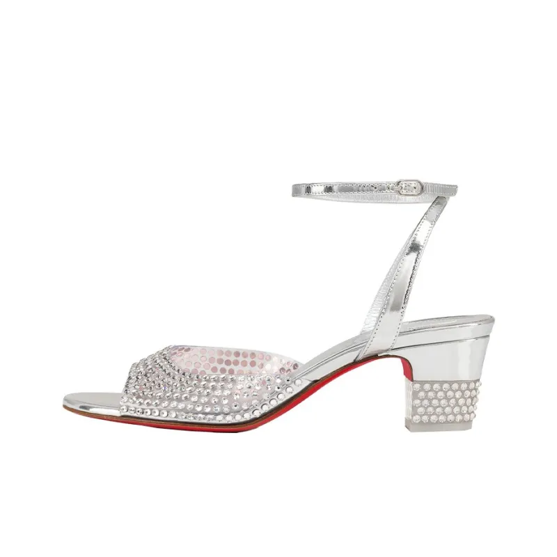 CL LUBOTING One Strap Sandals 4.5cm Women's Silver-0
