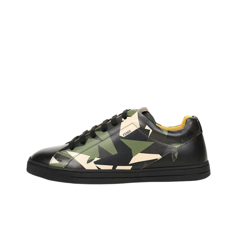 FENDI Low Top Stylish Skateboarding Shoes Men's Black Green-0