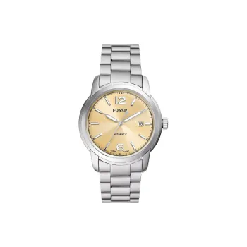 FOSSIL Heritage Collection Wrist Watch Automatic Mechanical Movement Stainless Steel Strap 43mm Gold Dial Men's Watches