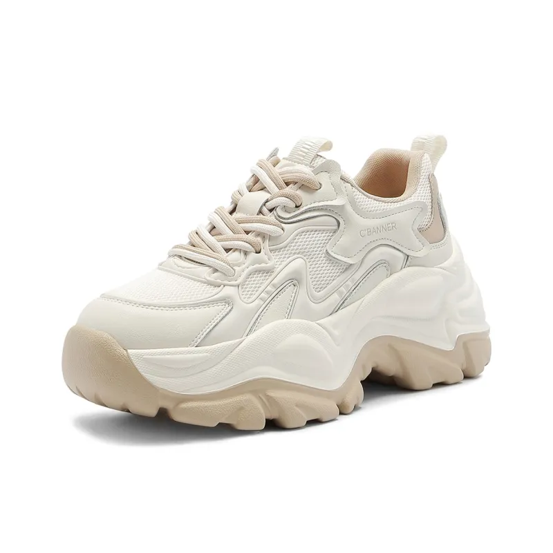 C°BANNER Low Top Chunky Sneakers Women's Beige Apricot-0