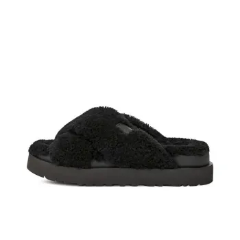 UGG FUZZ SUGAR CROSS Fashion Slippers Women's Black
