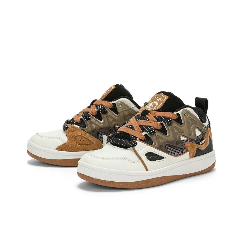 COPPOLELLA x Kappa Abrasion Resistant Low Top Skateboard Shoes Unisex White Brown Black-2