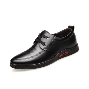 MODENGPAN Men's Casual Shoes Men Low Top Black