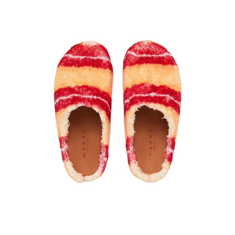 MARNI Rubber Sole Odor Resistant Closed Toe Slippers Men's Red Beige-4
