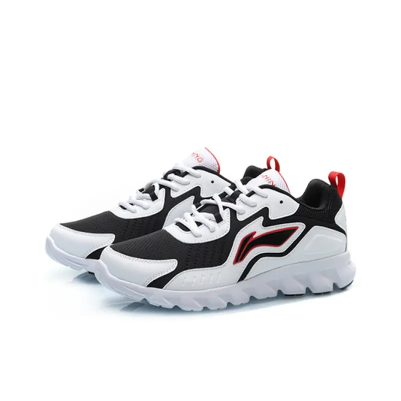 LiNing Durable Breathable Low Top Running Shoes Women's White Black Red-2