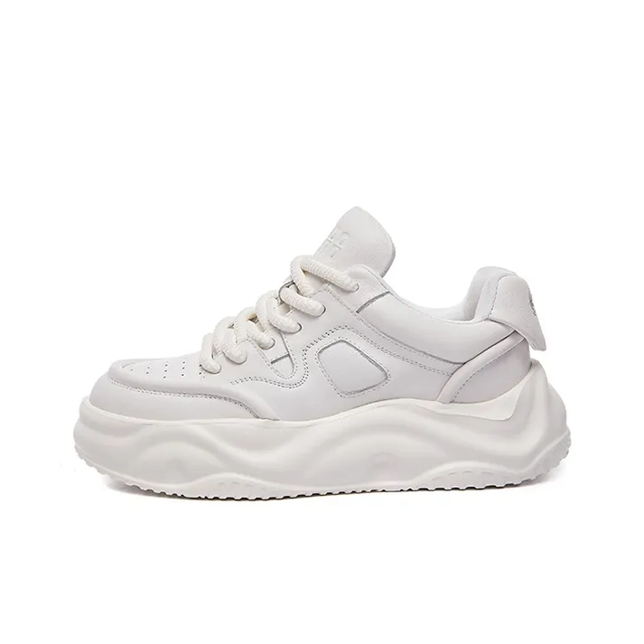 SHERIDan Wear Resistant Height Increasing Low Top Skateboard Shoes Men's White-0