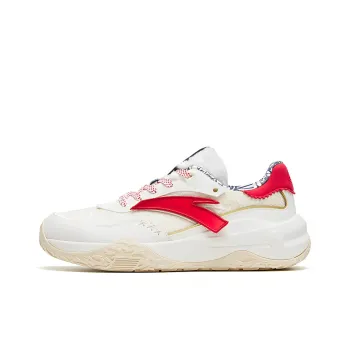 Anta Set Sail Cushioning Anti Slip And Wear Resistant Low Top Sports Casual Shoes Women's White Red Good Things Happen