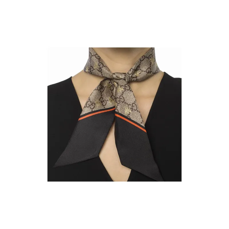 GUCCI Gg Bees Motif Embroidered Neck Bow-2