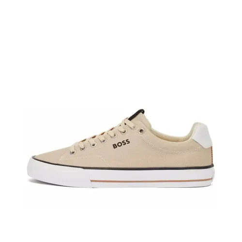 HUGO BOSS Canvas Shoes Men Low-Top Light Beige