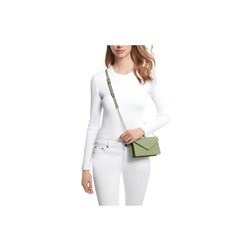 MICHAEL KORS Jet Set Travel Leather Envelope Bag Shoulder Bag Crossbody Bag Small Size Women's Light Sage-4