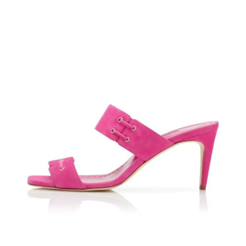 MANOLO BLAHNIK Odor Resistant Slide Slippers Women's Pink-0