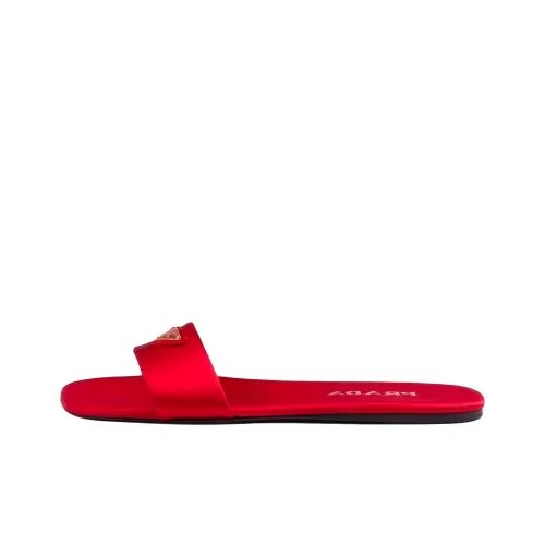 PRADA Slip Resistant Slide Slippers 0.5cm Women's Red