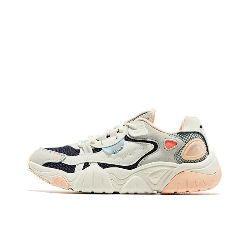 Erke Casual Shoes Women's Low Top Ivory White/Navy Blue-0