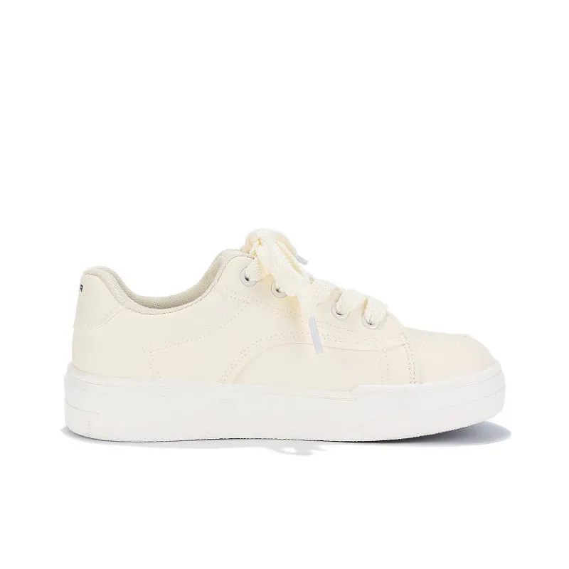Binya Abrasion Resistant Low Top Skateboard Shoes Women's Beige-1