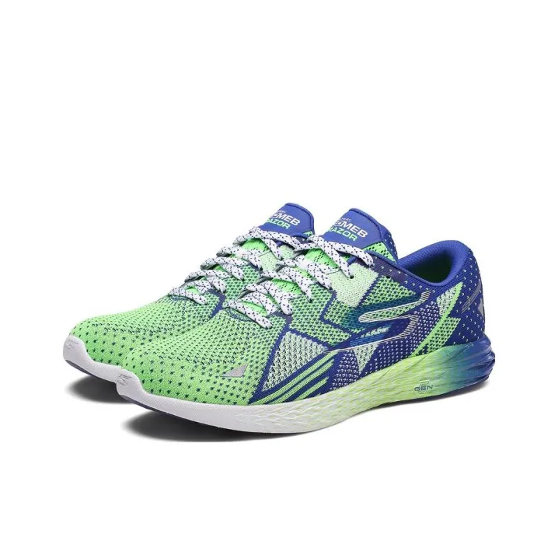 Skechers Go Meb Razor Cushioning Anti-Slip Wear-Resistant Breathability Low-Top Running Shoes Men's Green Blue-2