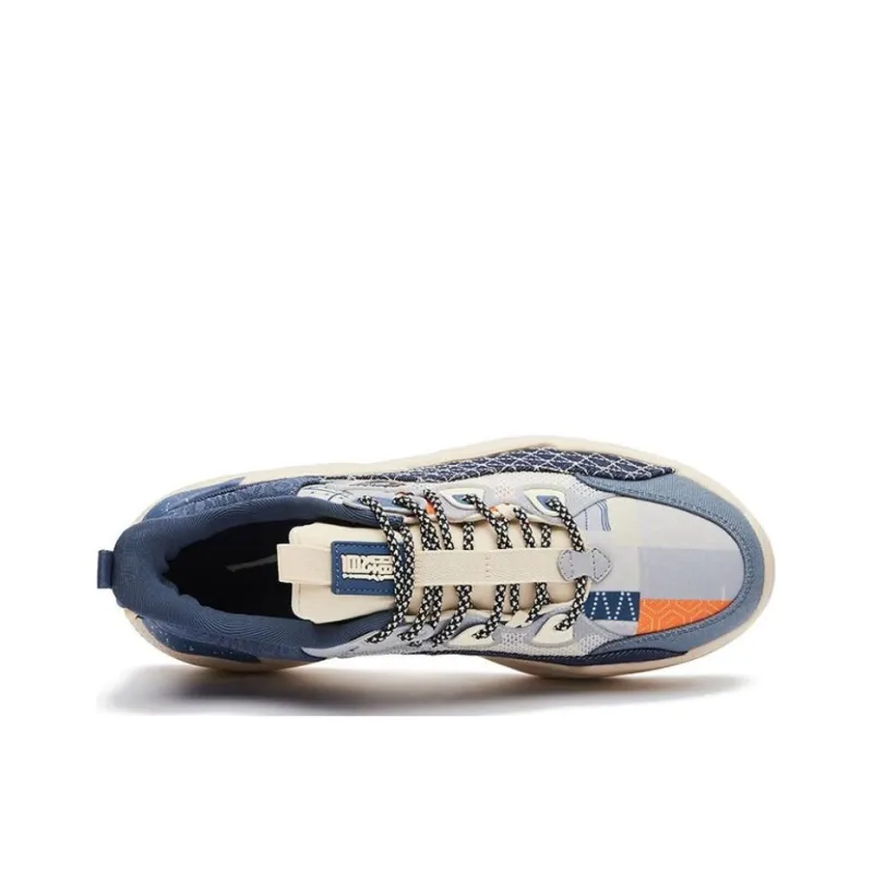 Erke Tidal Wave Anti Slip And Wear Resistant Lightweight Low Top Sports Casual Shoes Men's White Blue-2