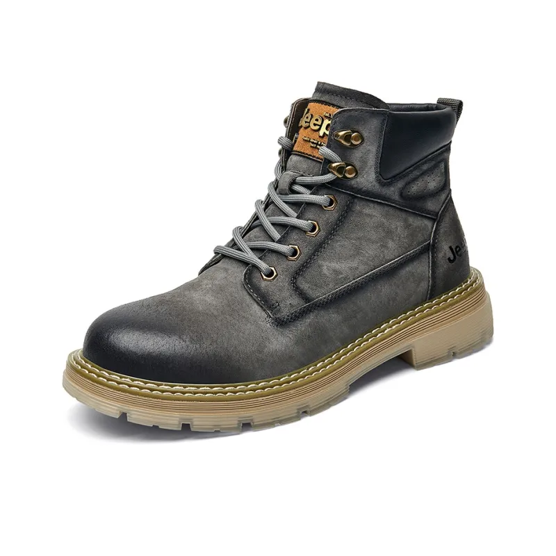 Jeep Martin Boots Men Smoke Gray/Purple Gray/Khaki-4