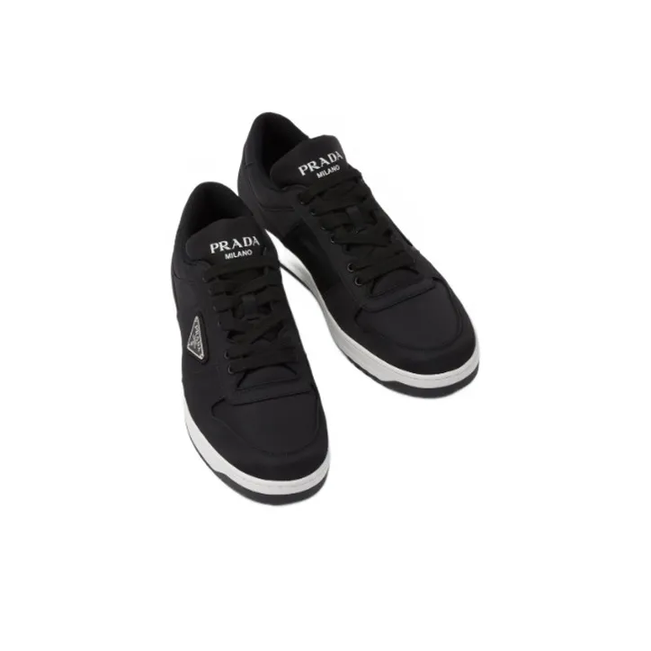 PRADA Re Nylon Gabardine Low Top Sneakers Black Black White-2