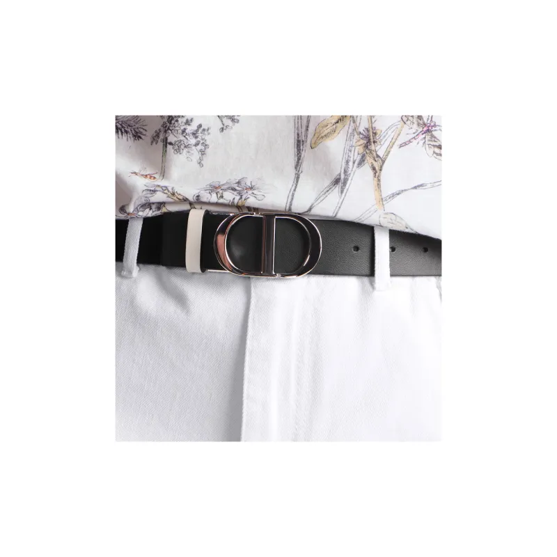 DIOR Calfskin Leather Belts Women's Black Width 3.5CM-6