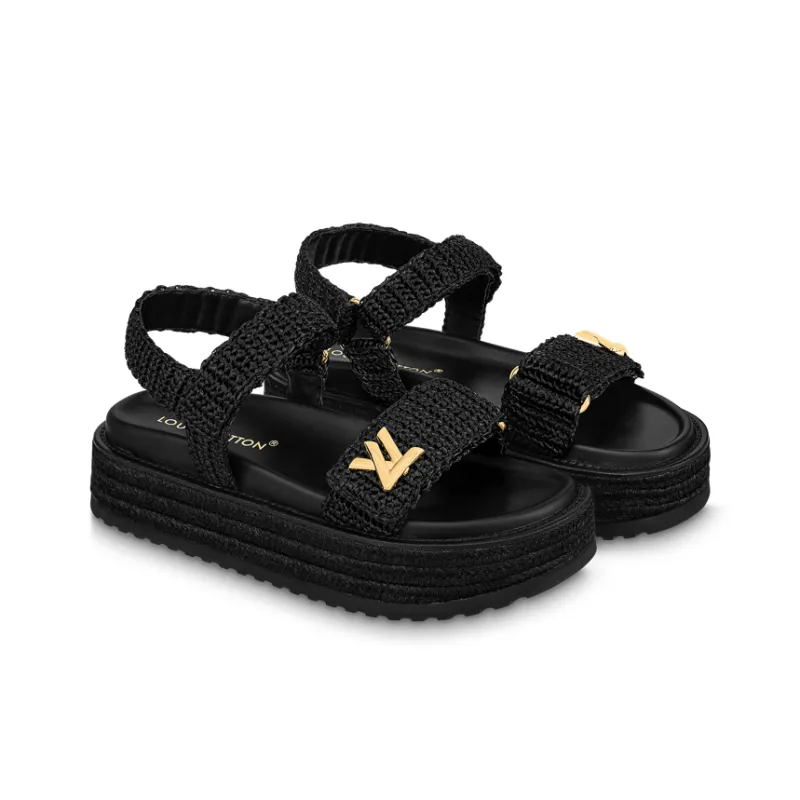 LOUIS VUITTON Beach Sandals Women's Black-2