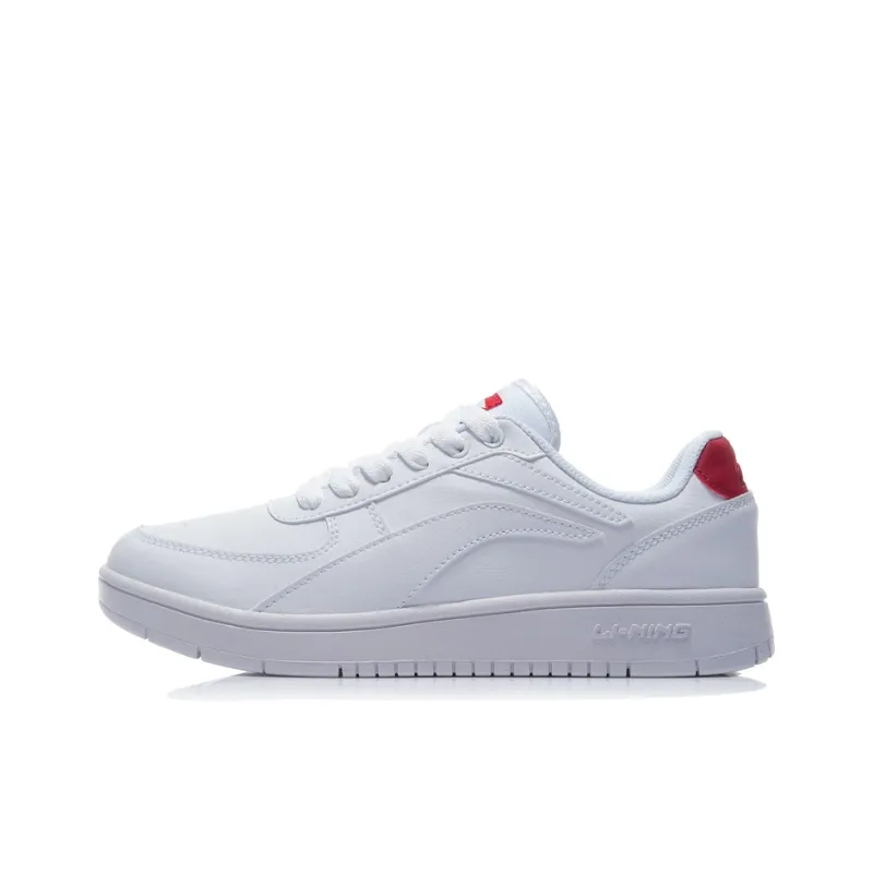LiNing Wear Resistant Low Top Skateboard Shoes Men's White Red-0