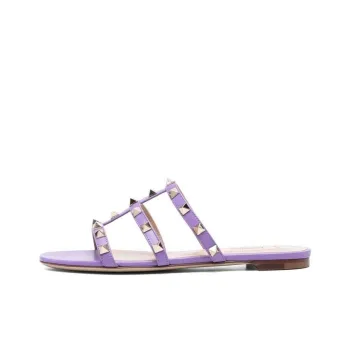 Valentino Rockstud Slide Slippers Women's Purple