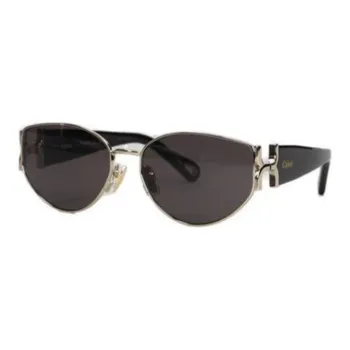 Chloe Metal Irregular Shape Sunglasses Women's Black