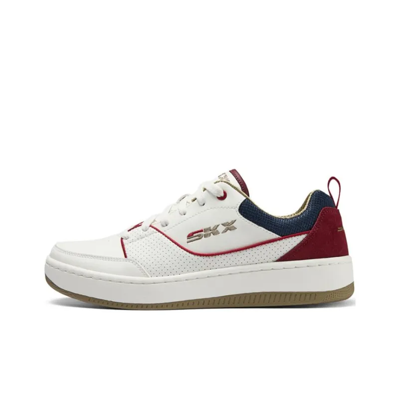 Skechers Cushioning Breathable Low Top Skateboard Shoes Men's White Red Blue-0