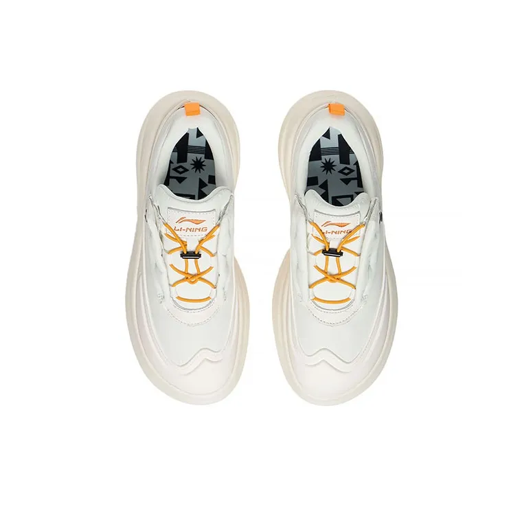 LiNing Cream Puff Cushioning, Slip Resistant, Abrasion Resistant, Height Increasing Low Top Casual Shoes Women's Ecru-3