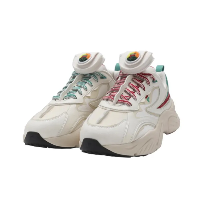 FILA FUSION Good Luck Dumpling Cushioning Anti-Slip And Wear-Resistant Low-Top Casual Shoes Women's White Gray Green-5