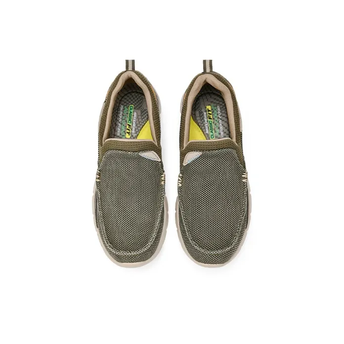 Skechers Slip Resistant Low Top Casual Shoes Men's Olive Green-3