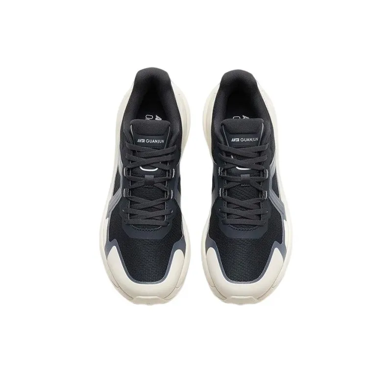 Anta Anti Slip Wear Resistant Low Top Running Shoes Men's Black White-2