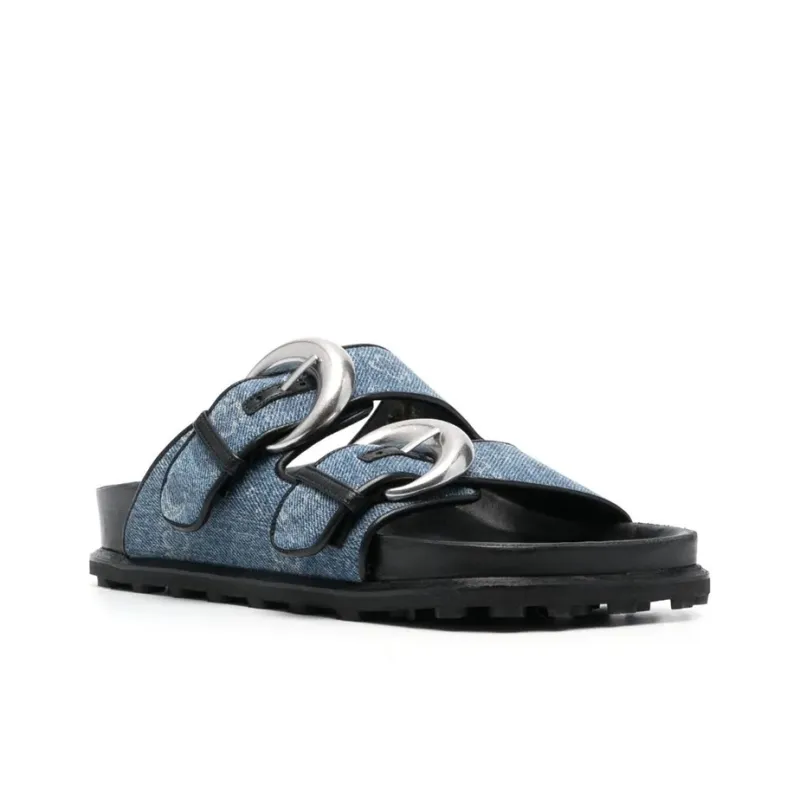 Marine Serre Regenerated Denim Monogram Sandals Women's-2
