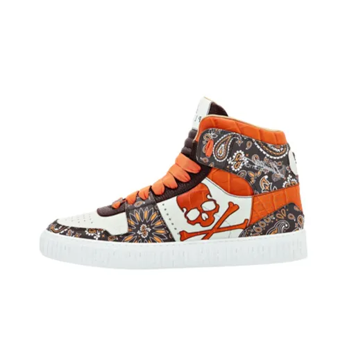 PHILIPP PLEIN Paisley-print High-top Leather Sneakers