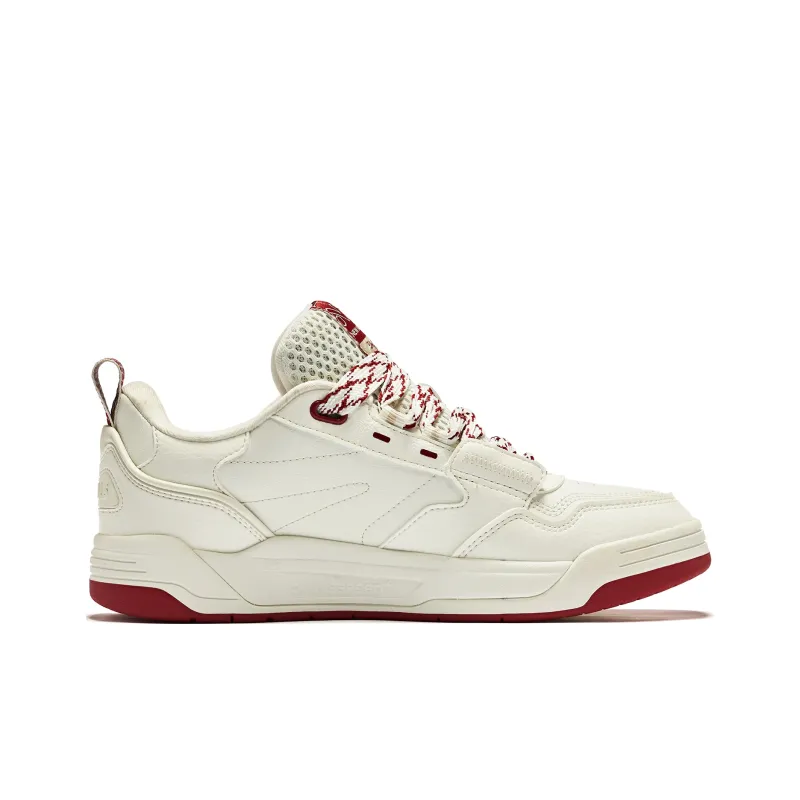 QIAODAN Low Top Skateboard Shoes Men's Beige White Red-1