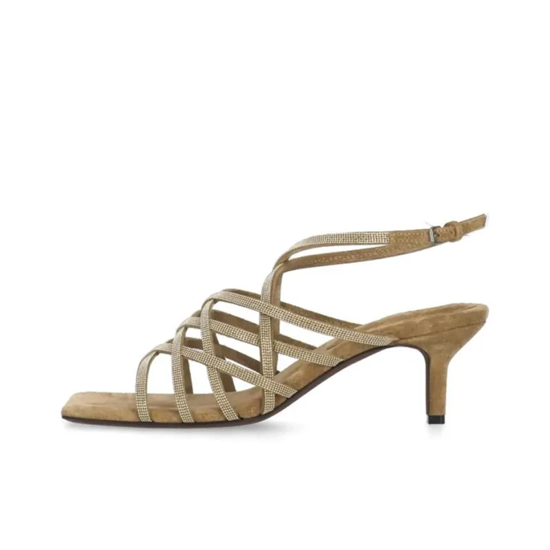 Brunello Cucinelli One Strap Sandals 7cm Women's Beige-0