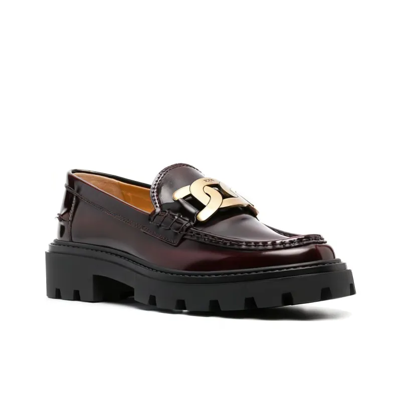 TOD'S Logo plaque Leather Loafers Women's-2