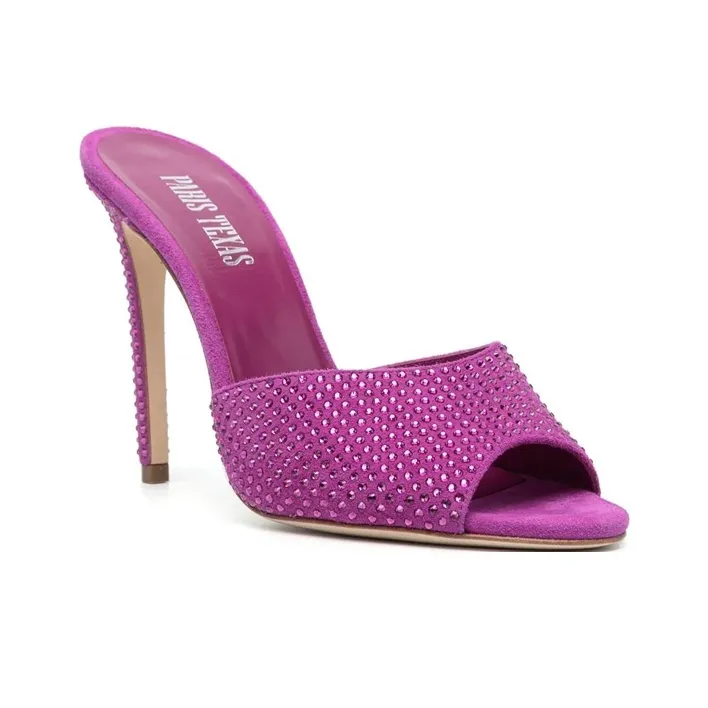 Paris Texas 115mm Crystal-embellished Suede Mules Women's-2