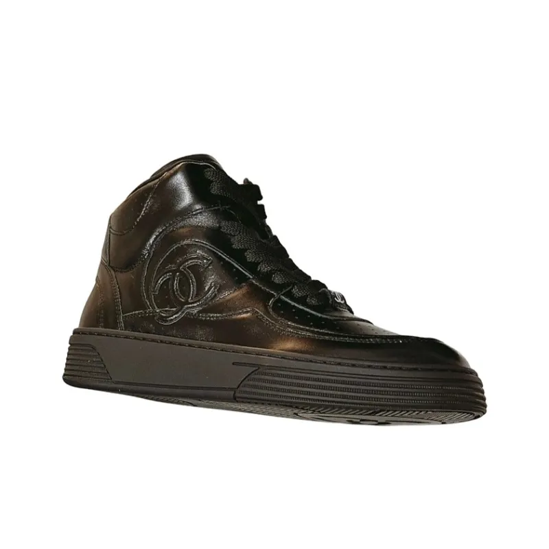 CHANEL Cushioning Impact Resistance High-Top Skateboard Shoes Women's Black-2