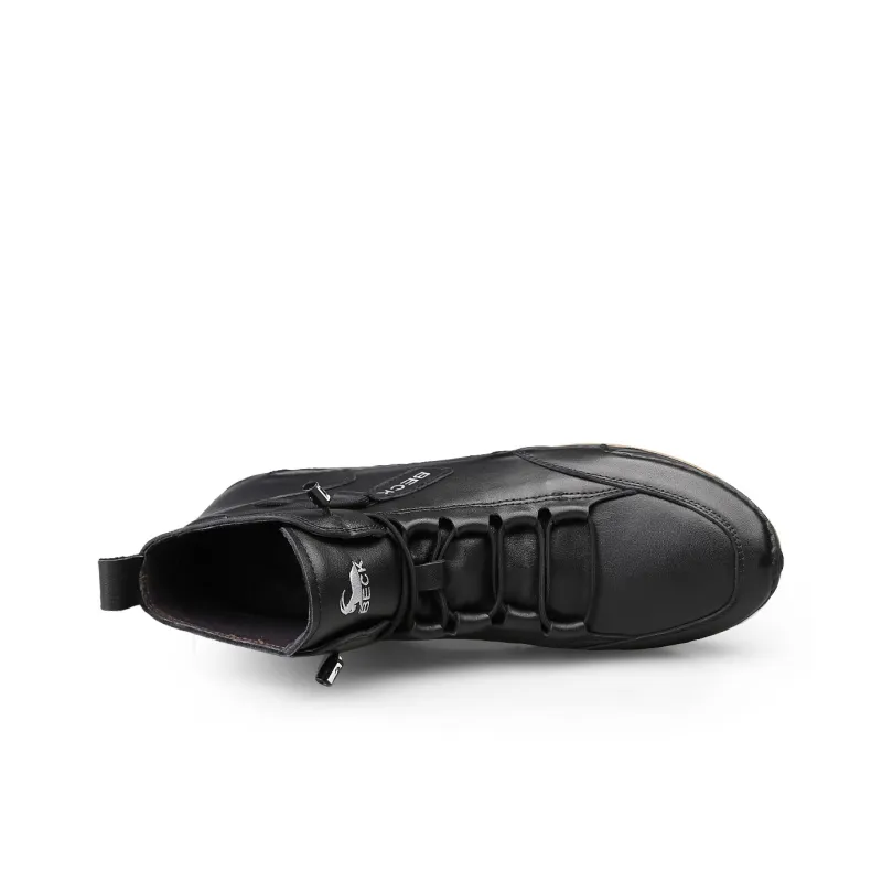 BECK Men's Casual Shoes Men High Top White, Black-3