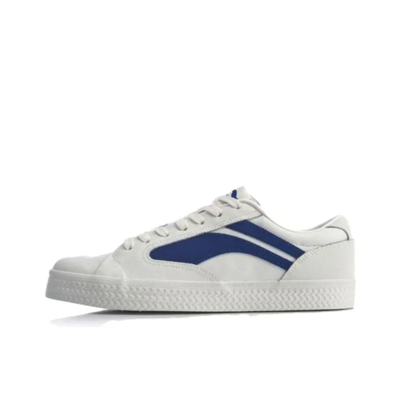 LiNing Wave Anti Slip And Wear Resistant Lightweight Low Top Skateboard Shoes Men's White Blue-0