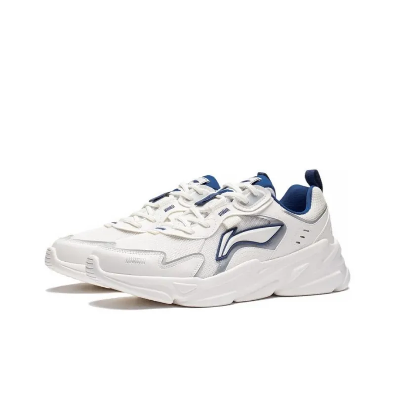 LiNing Cloud Sea Anti Slip Wear Resistant Low Top Sports Casual Shoes Men's Mist White Silver-2