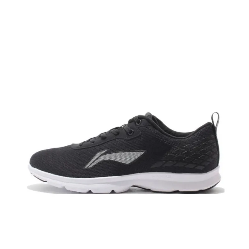 LiNing Abrasion Resistant Breathable Low Top Running Shoes Men's Black White-0