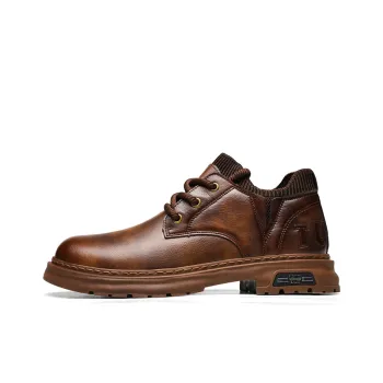 ZUTING Men's Casual Shoes Men Low Top Brown/Black