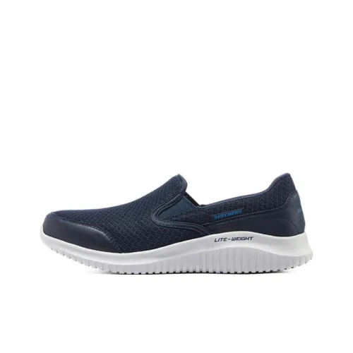 Skechers Cushioning Anti Slip Wear Resistant Breathable Lightweight Rebound Low Top Casual Shoes Men's Marine Blue