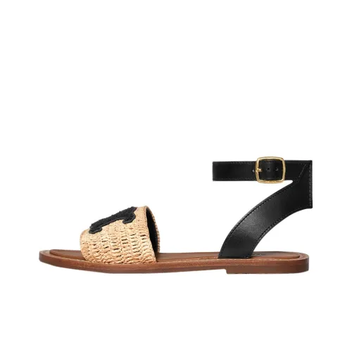 CELINE Strap Sandals Women's Beige Black