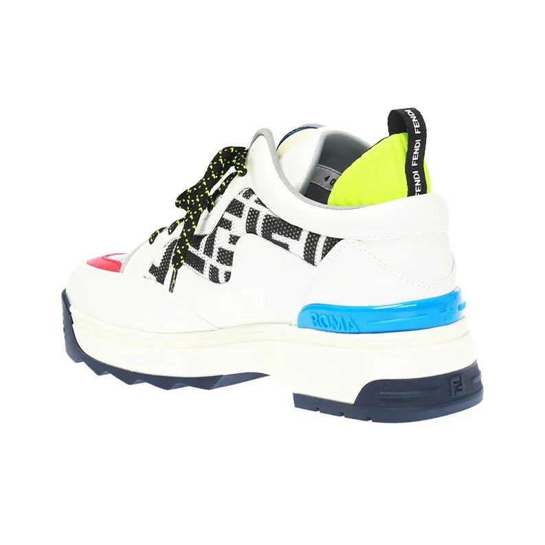 FENDI Women's T-Rex Leather High Sole 'White Blue Green'-4